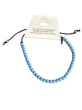 Virtu Made Blue Beaded Bracelet 50% Recycled Plastic Bali Eco-Friendly Adj NEW